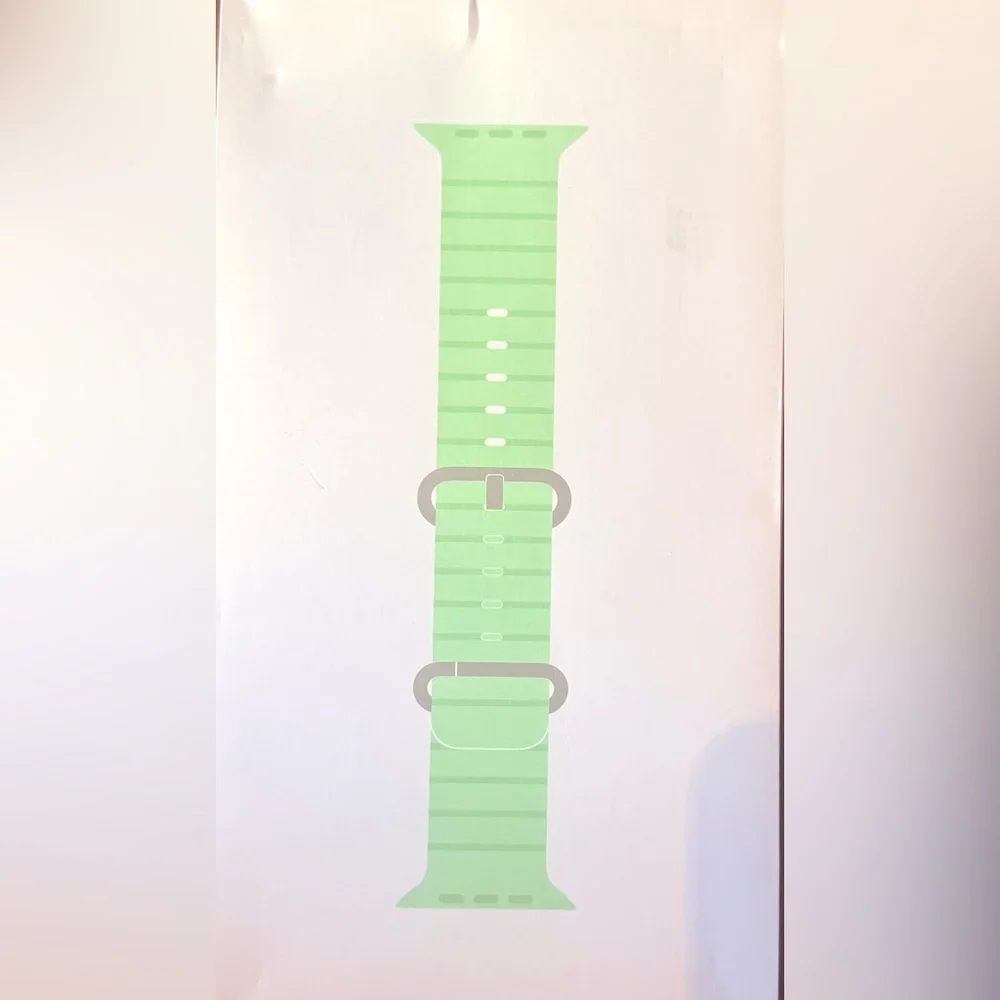 Apple Watch 49mm Natural Titanium Neon Green Ocean Band f/Ultra 2, OpenBox, NEW